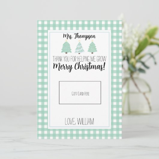 Waterverf kerstkaartje voor leraar kerstcadeau bedankkaart (Staand voorkant)