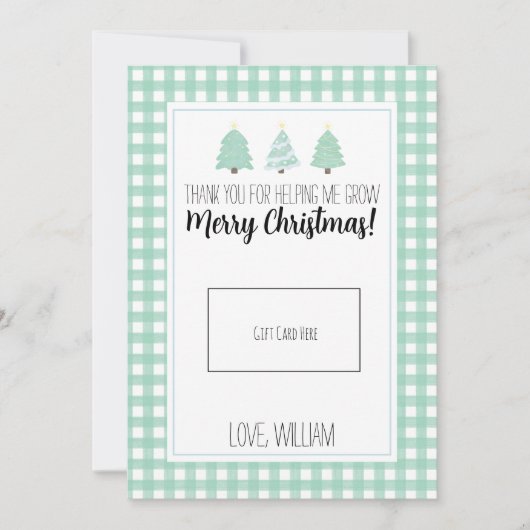 Waterverf kerstkaartje voor leraar kerstcadeau bedankkaart (Voorkant)