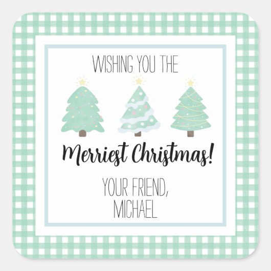 Waterverf kerstkaartje voor leraar kerstcadeau vierkante sticker (Voorkant)