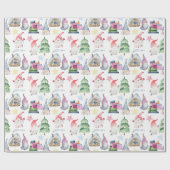 Waterverf kerstkabouters cadeaupapier (Vlak)