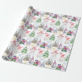 Waterverf kerstkabouters cadeaupapier (Uitgerold)