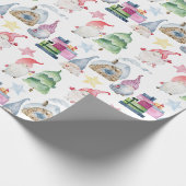 Waterverf kerstkabouters cadeaupapier (Hoek)