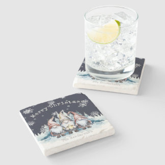 Waterverf Kerstkabouters Gepersonaliseerd Stenen Onderzetter