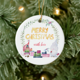 Waterverf kerstkabouters keramisch ornament