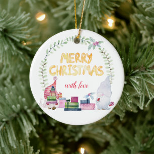 Waterverf kerstkabouters keramisch ornament