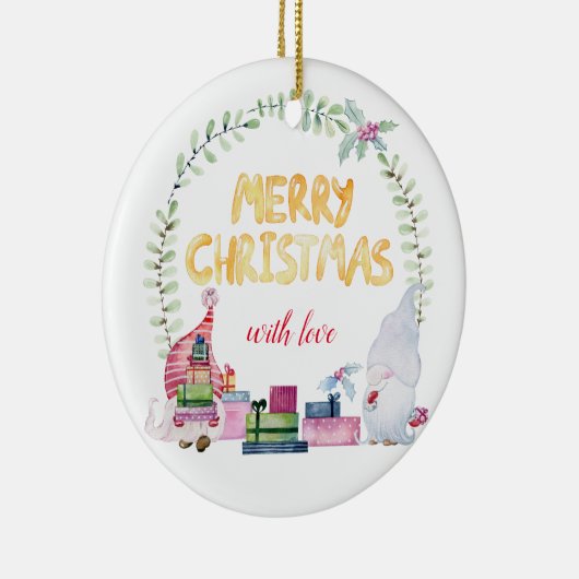 Waterverf kerstkabouters keramisch ornament (Rechts)