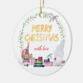 Waterverf kerstkabouters keramisch ornament (Links)