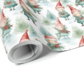 Waterverf kerstkabouters met cadeaus en bomen cadeaupapier (Rol Hoek)