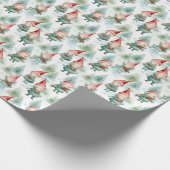 Waterverf kerstkabouters met cadeaus en bomen cadeaupapier (Hoek)