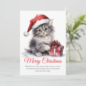 Waterverf Kerstkat - Niet Foto Vakantie Kaart (Staand voorkant)