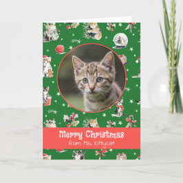Waterverf Kerstkatten Gepersonaliseerde Foto Feestdagen Kaart
