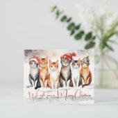 Waterverf Kerstkatten van Dierenkliniek Feestdagenkaart (Staand voorkant)