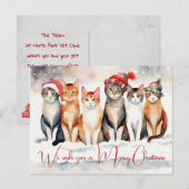 Waterverf Kerstkatten van Dierenkliniek Feestdagenkaart (Voorkant / Achterkant)