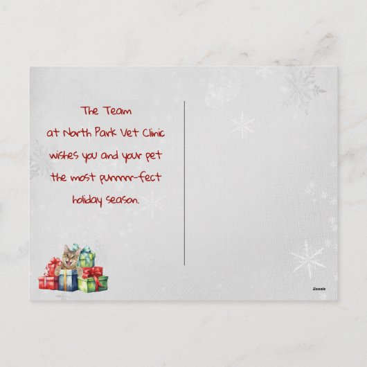 Waterverf Kerstkatten van Dierenkliniek Feestdagenkaart (Achterkant)