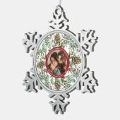 Waterverf kerstkerry Holiday Foto Tin Sneeuwvlok Ornament (Rechts)