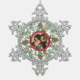 Waterverf kerstkerry Holiday Foto Tin Sneeuwvlok Ornament