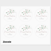 Waterverf kerstkersen kalligrafie script ronde sticker (Vel)