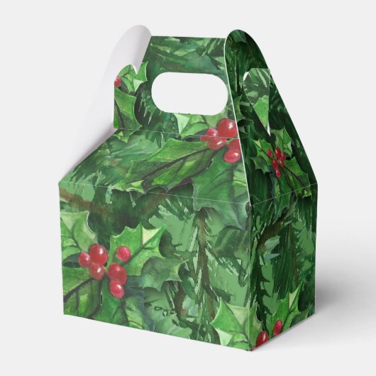Waterverf Kerstkerst Holly Berries Bedankdoosjes (Achterkant)