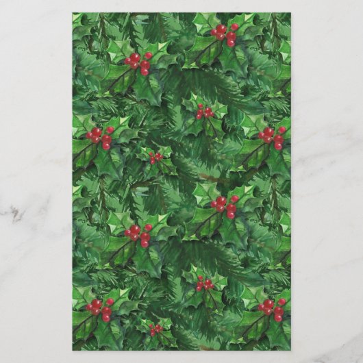 Waterverf Kerstkerst Holly Berries Briefpapier (Voorkant)