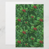 Waterverf Kerstkerst Holly Berries Briefpapier (Voorkant / Achterkant)