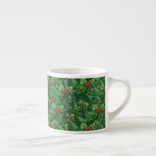 Waterverf Kerstkerst Holly Berries Espresso Kop