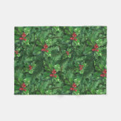 Waterverf Kerstkerst Holly Berries Fleece Deken (Voorkant (Horizontaal))