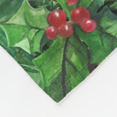 Waterverf Kerstkerst Holly Berries Fleece Deken (Hoek)