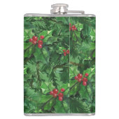 Waterverf Kerstkerst Holly Berries Heupfles (Achterkant)