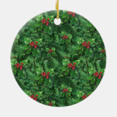 Waterverf Kerstkerst Holly Berries Keramisch Ornament (Achterkant)