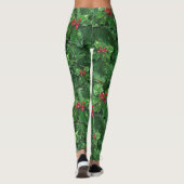 Waterverf Kerstkerst Holly Berries Leggings (Achterkant)