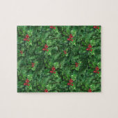 Waterverf Kerstkerst Holly Berries Legpuzzel (Horizontaal)