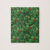 Waterverf Kerstkerst Holly Berries Legpuzzel (Verticaal)
