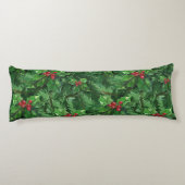 Waterverf Kerstkerst Holly Berries Lichaamskussen (Achterkant)