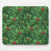 Waterverf Kerstkerst Holly Berries Muismat (Voorkant)