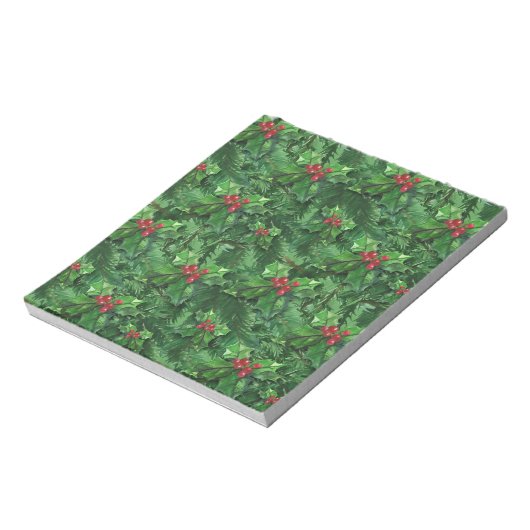Waterverf Kerstkerst Holly Berries Notitieblok (Linkerzijde)