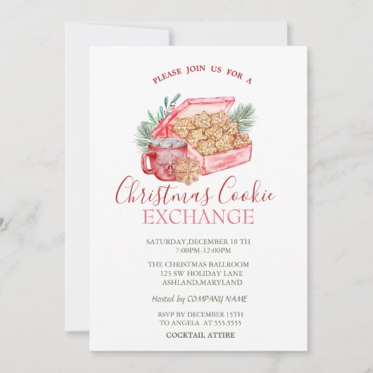 Waterverf Kerstkerst Rood kerstfeest Kaart (Voorkant)