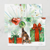 Waterverf kerstkeuken Cadeaus Feestdagenkaart (Voorkant / Achterkant)