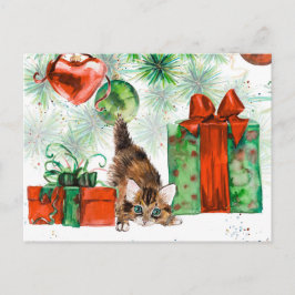 Waterverf kerstkeuken Cadeaus Feestdagenkaart