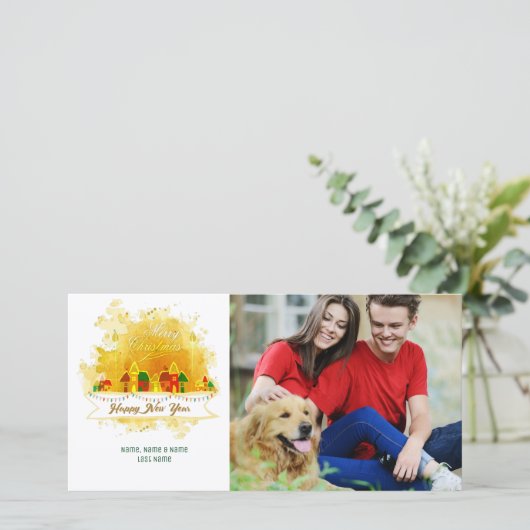 Waterverf kerstklep feestdagenkaart (Staand voorkant)