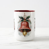 Waterverf kerstklokken cadeau tweekleurige koffiemok (Center)