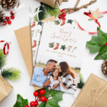 Waterverf kerstkoekje 1 foto folie feestdagenkaart<br><div class="desc">Een leuke feestelijke vormgeving met waterverf winterfavorieten - warme chocolade,  snoepriet,  kousen. Vrolijk kerstfeest in hedendaags 1 fotoscriptlettertype,  perfect om het vakantieseizoen te vieren. Kan worden bewerkt,  een deel van een collectie.</div>
