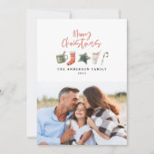 Waterverf kerstkoekje 1 foto snoepje Hol Feestdagenkaart (Voorkant)