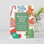 Waterverf kerstkoekje decoratie partij kaart (Staand voorkant)