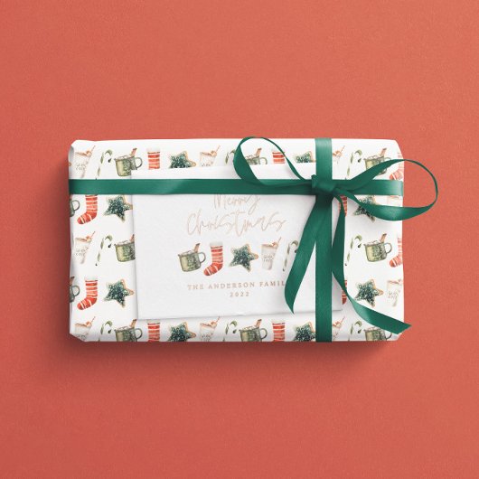 Waterverf kerstkoekje drink niet op foto folie feestdagenkaart