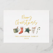 Waterverf kerstkoekje drink niet op foto folie feestdagenkaart (Voorkant)