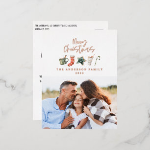 Waterverf kerstkoekje drink snoep één foto folie feestdagen briefkaart