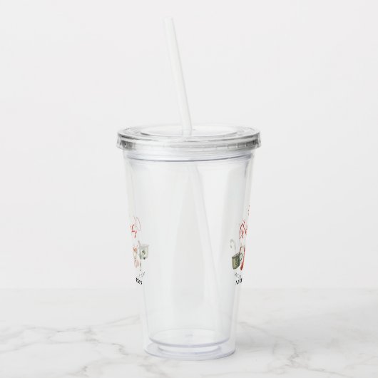 Waterverf kerstkoekje drink snoepriet acryl drinkbeker (Links)