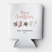 Waterverf kerstkoekje drink snoepriet blikjeskoeler (Voorkant)