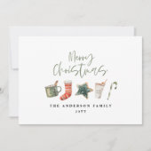 Waterverf kerstkoekje drink snoepriet feestdagenkaart (Voorkant)