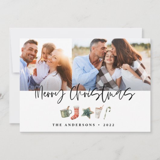 Waterverf kerstkoekje drink snoepriet feestdagenkaart (Voorkant)